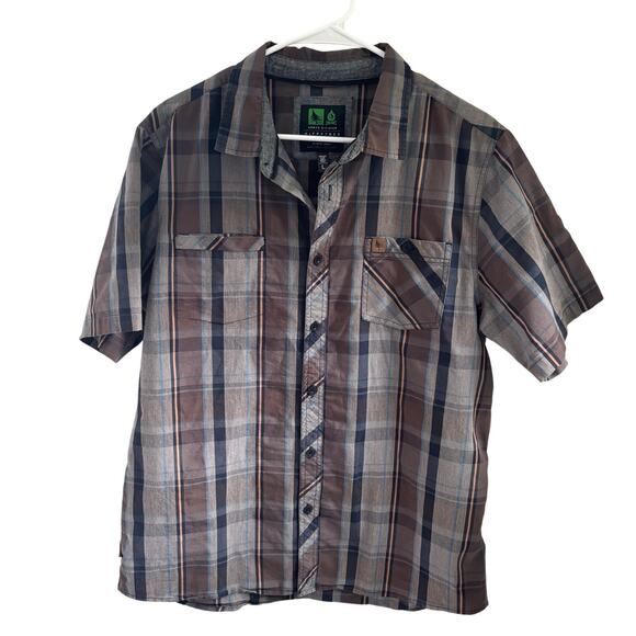 HippyTree Nomad Division Men's Brown Plaid Button Up Size Large - Picture 1 of 6